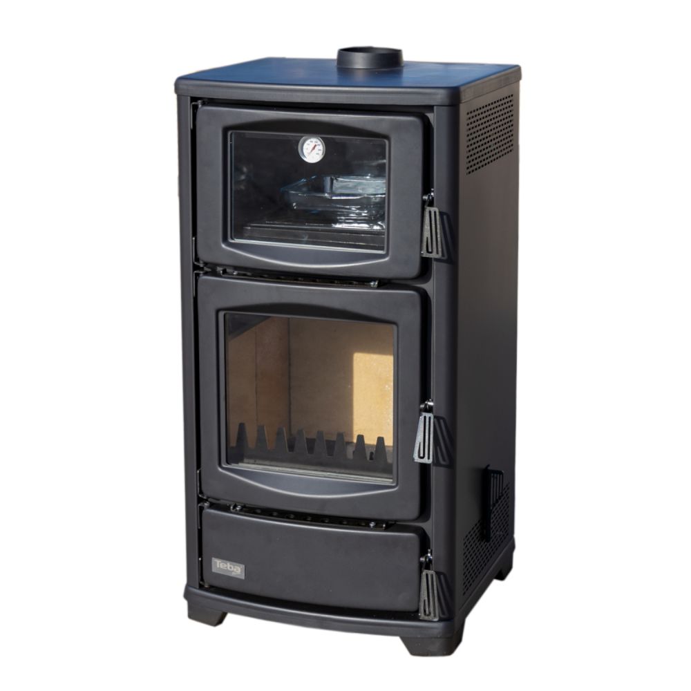 Kaminofen mit Backfach Teba TS 16 Mehrfachbelegung Holzofen 8 kW Kamin Ofen Holz Holzherd Küchenofen