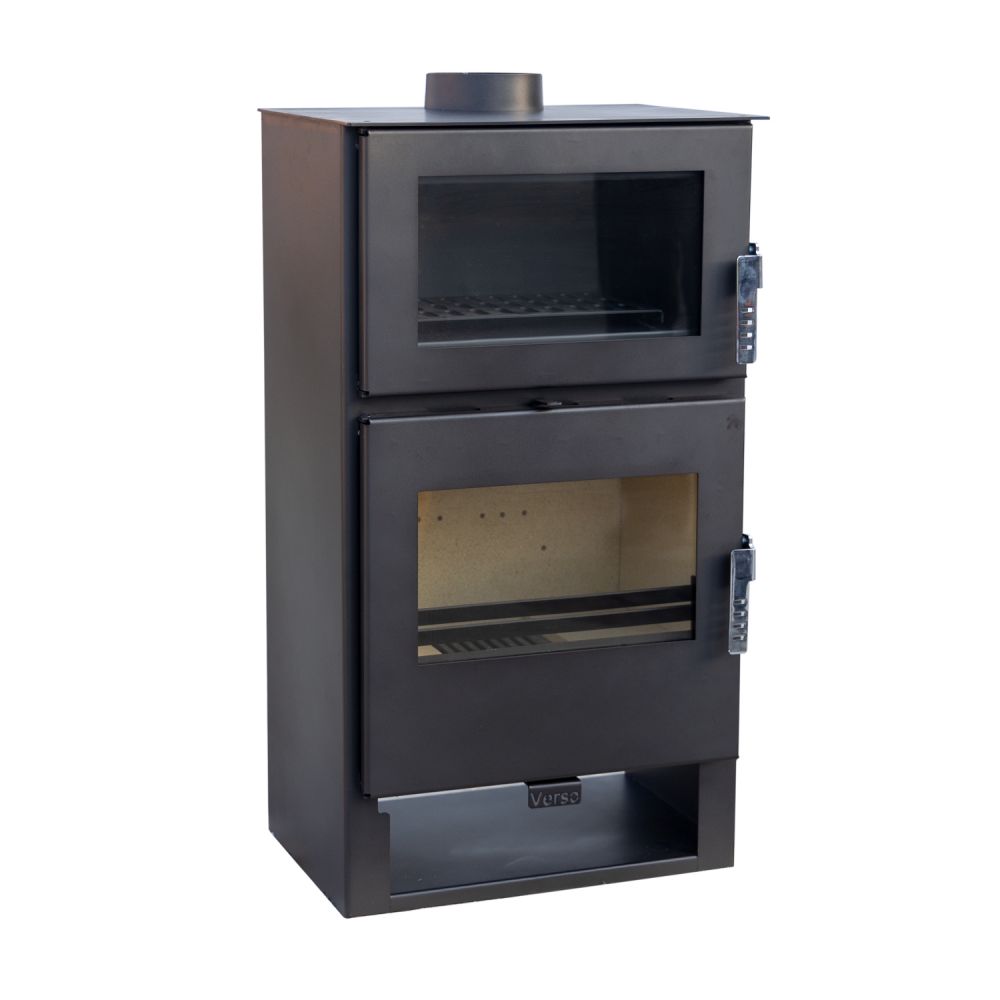 Kaminofen mit Backfach Verso F Holzofen 9 kW Kamin Ofen Holz Mehrfachbelegung Heizofen Holzofen