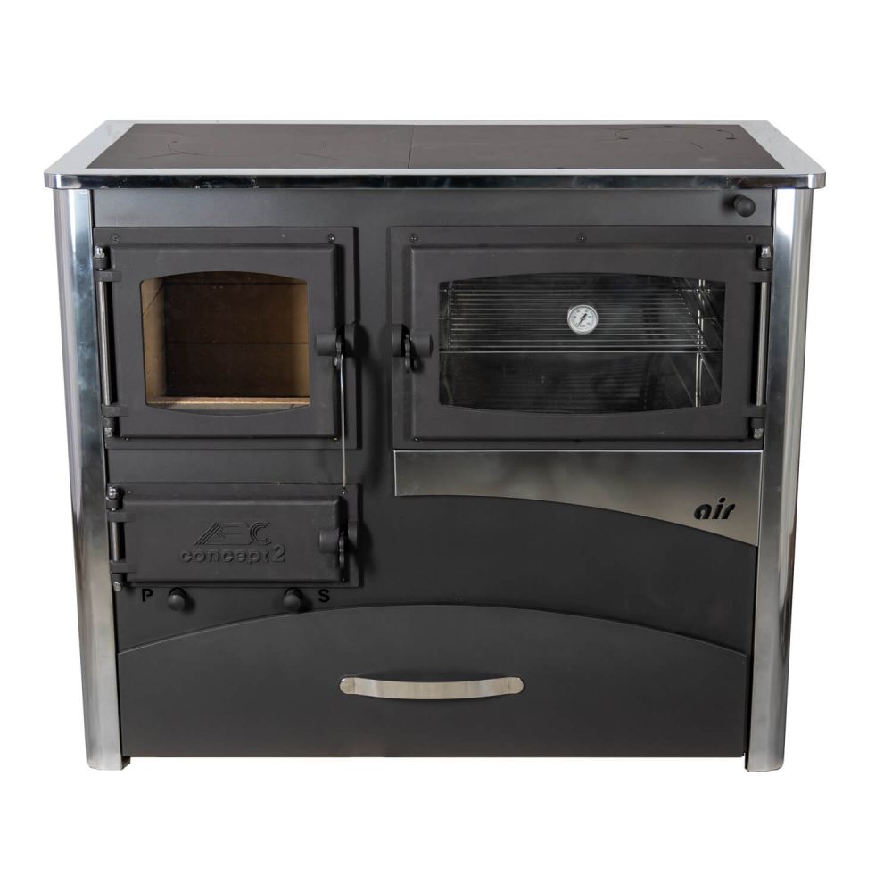 EEK A Kaminofen mit Backfach und Herdplatte ABC Concept 2 Air Rechts Mehrfachbelegung Holzofen 11,6 kW Kamin Ofen Holz Werkstattofen Schwedenofen Hüttenofen Heizofen Holzofen