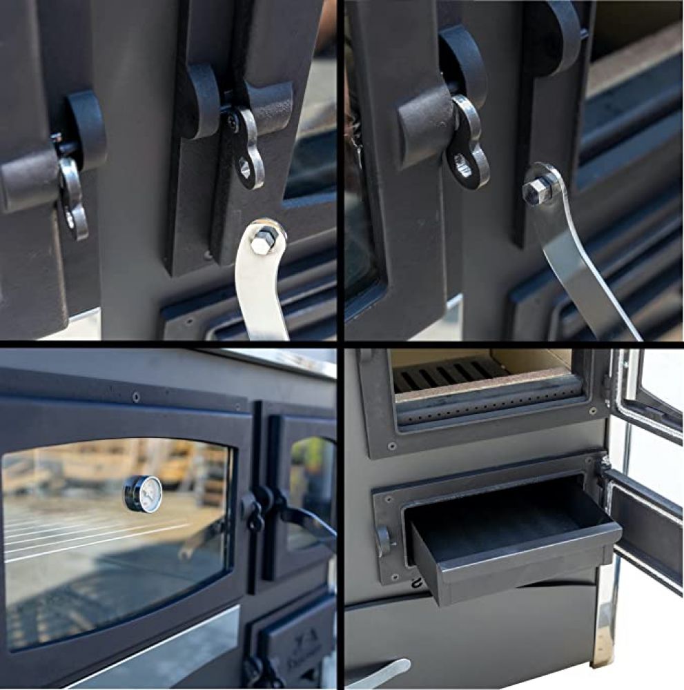 EEK A fireplace stove with baking compartment and stovetop ABC Concept 2 Air Left multi-use wood-burning stove 11.6 kW fireplace stove wood workshop stove Swedish stove cabin stove heating stove wood stove