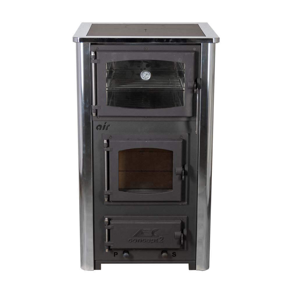 EEK A Kaminofen mit Backfach und Herdplatte ABC Concept 2 Air Mini Mehrfachbelegung Holzofen 10 kW Kamin Ofen Holz Werkstattofen Schwedenofen Hüttenofen Heizofen Holzofen