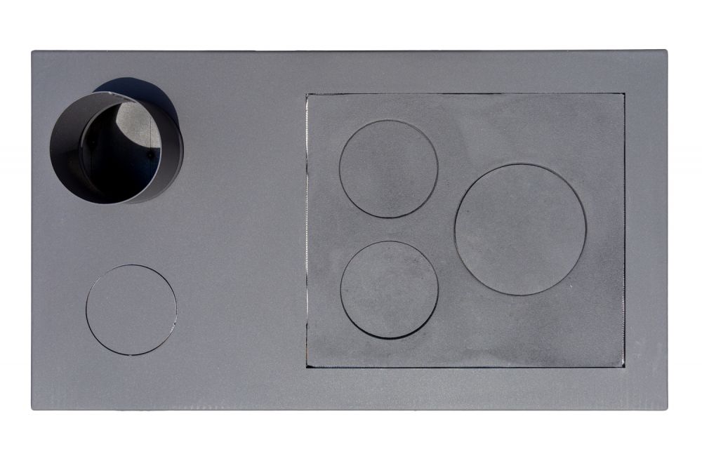 Kaminofen mit Backfach und Herdplatte Retro Eco Schwarz Links Holzofen 7 kW Kamin Ofen Holz Werkstattofen Hüttenofen Heizofen Gartenofen