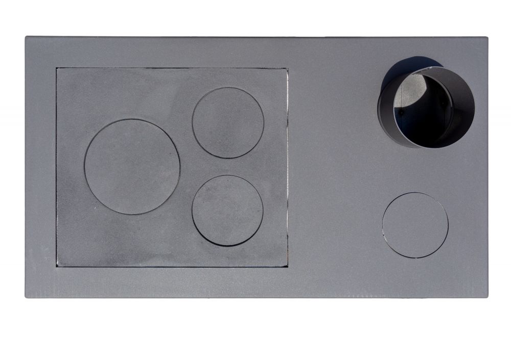 Kaminofen mit Backfach und Herdplatte Retro Eco Schwarz Rechts Holzofen 7 kW Kamin Ofen Holz Werkstattofen Hüttenofen Heizofen Gartenofen