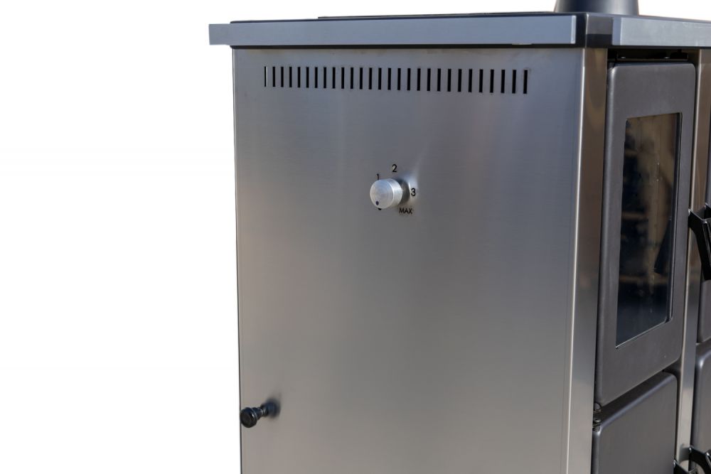 Kaminofen mit Backfach und Herdplatte Teba TKS 18 Rechts Mehrfachbelegung Holzofen 10 kW Kamin Ofen Holz Holzherd Küchenhexe Kochplatte Küchenofen