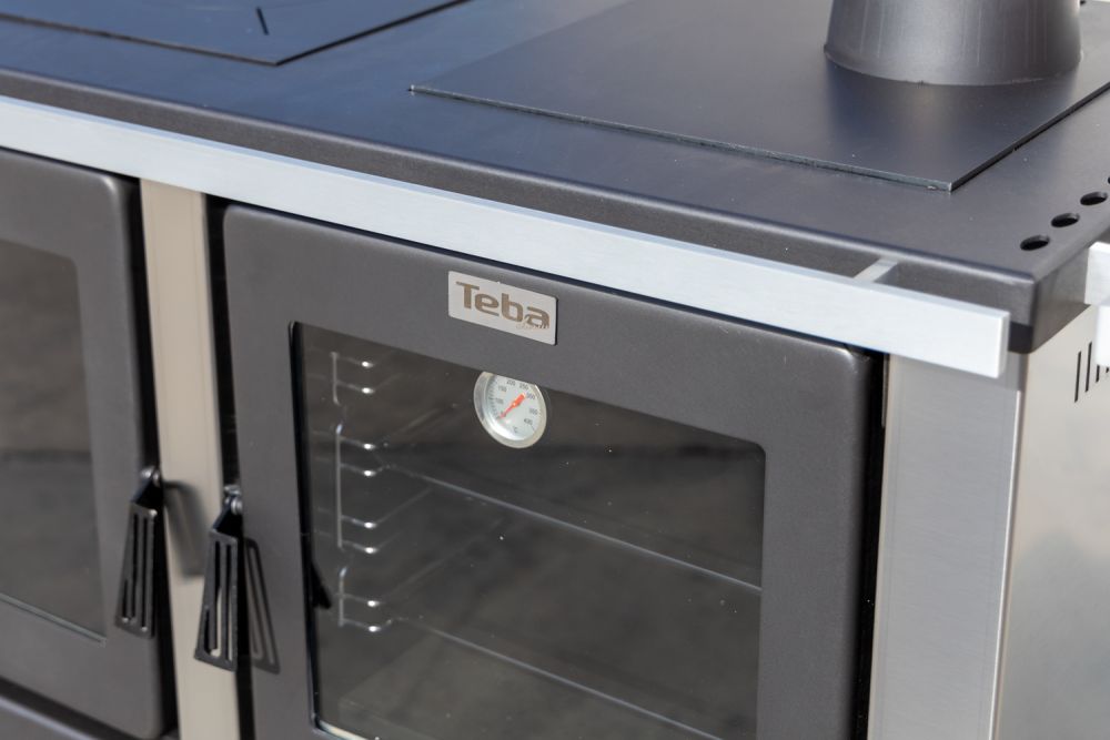 Kaminofen mit Backfach und Herdplatte Teba TKS 18 Rechts Mehrfachbelegung Holzofen 10 kW Kamin Ofen Holz Holzherd Küchenhexe Kochplatte Küchenofen