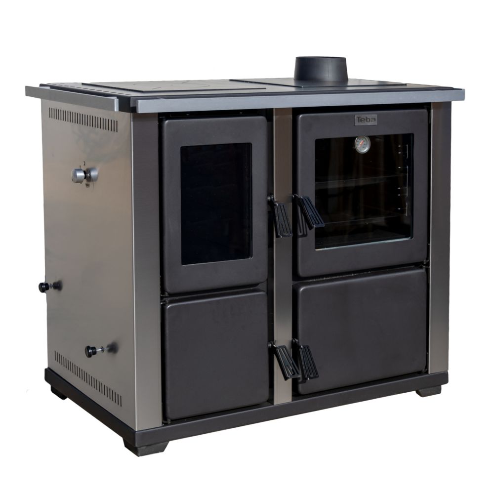 Kaminofen mit Backfach und Herdplatte Teba TKS 18 Rechts Mehrfachbelegung Holzofen 10 kW Kamin Ofen Holz Holzherd Küchenhexe Kochplatte Küchenofen