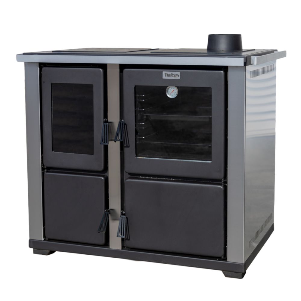 Kaminofen mit Backfach und Herdplatte Teba TKS 18 Rechts Mehrfachbelegung Holzofen 10 kW Kamin Ofen Holz Holzherd Küchenhexe Kochplatte Küchenofen