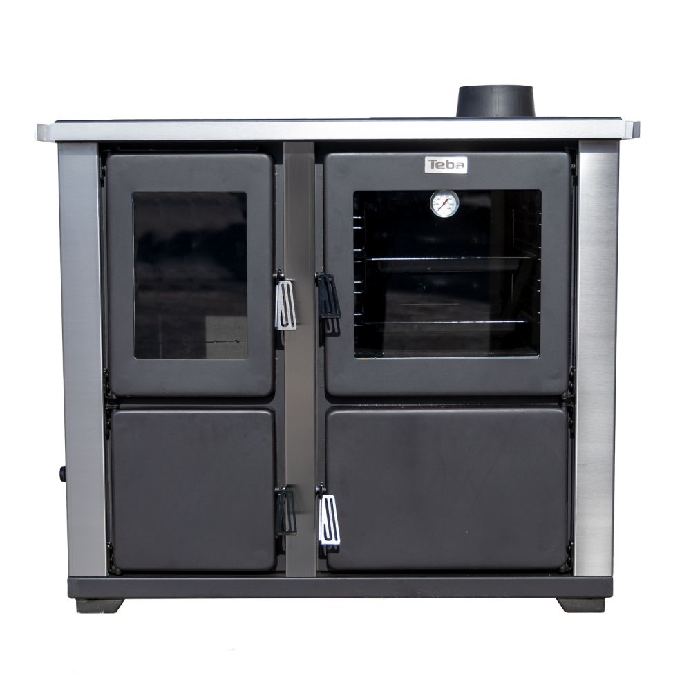 Kaminofen mit Backfach und Herdplatte Teba TKS 18 Rechts Mehrfachbelegung Holzofen 10 kW Kamin Ofen Holz Holzherd Küchenhexe Kochplatte Küchenofen