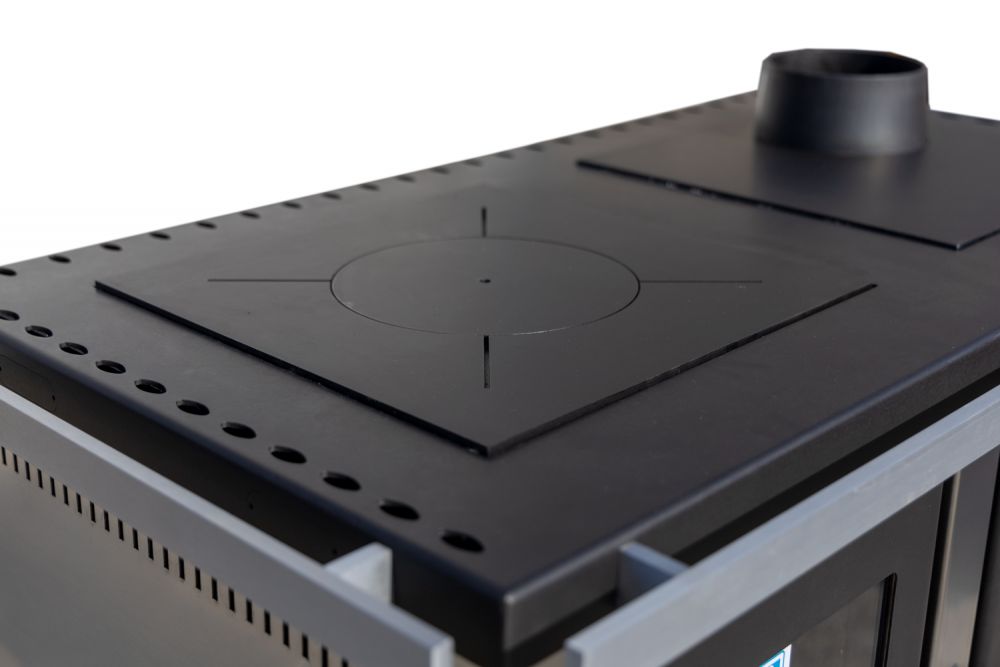 Kaminofen mit Backfach und Herdplatte Teba TKS 18 Rechts Mehrfachbelegung Holzofen 10 kW Kamin Ofen Holz Holzherd Küchenhexe Kochplatte Küchenofen