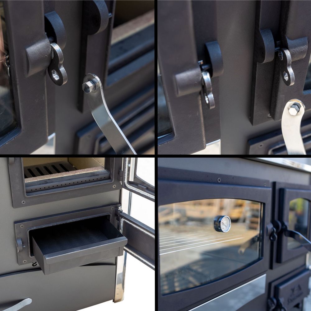 EEK A Kaminofen mit Backfach und Herdplatte mit Glaskeramik ABC Concept 2 Air Links Mehrfachbelegung Holzofen 11,6 kW Kamin Ofen Holz Werkstattofen Schwedenofen Hüttenofen Heizofen Holzofen