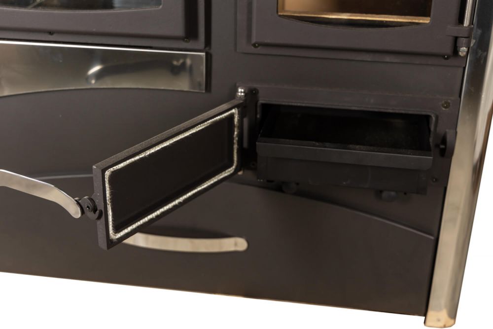 EEK A Kaminofen mit Backfach und Herdplatte mit Glaskeramik ABC Concept 2 Air Links Mehrfachbelegung Holzofen 11,6 kW Kamin Ofen Holz Werkstattofen Schwedenofen Hüttenofen Heizofen Holzofen