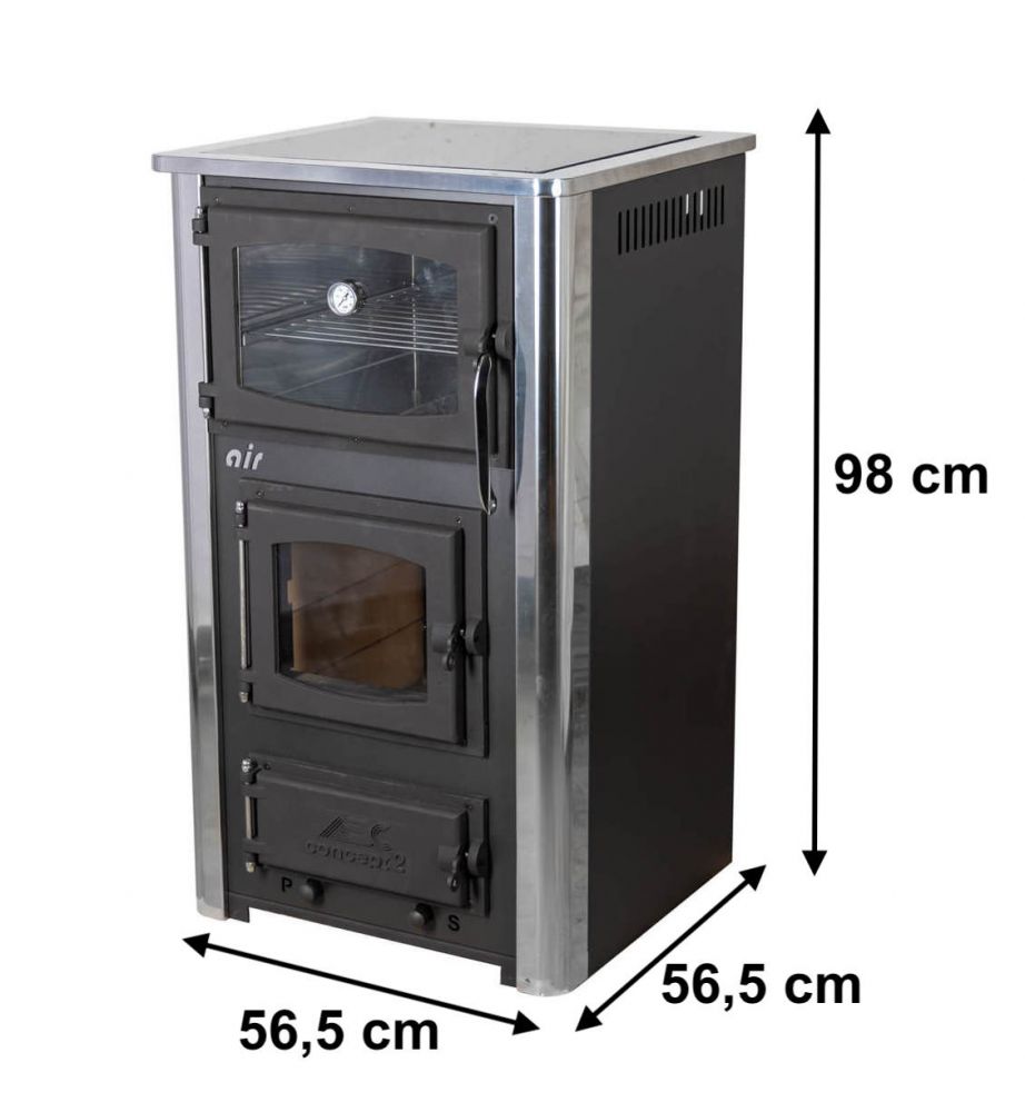 EEK A Kaminofen mit Backfach und Herdplatte mit Glaskeramik ABC Concept 2 Air Mini Mehrfachbelegung Holzofen 10 kW Kamin Ofen Holz Werkstattofen Schwedenofen Hüttenofen Heizofen Holzofen