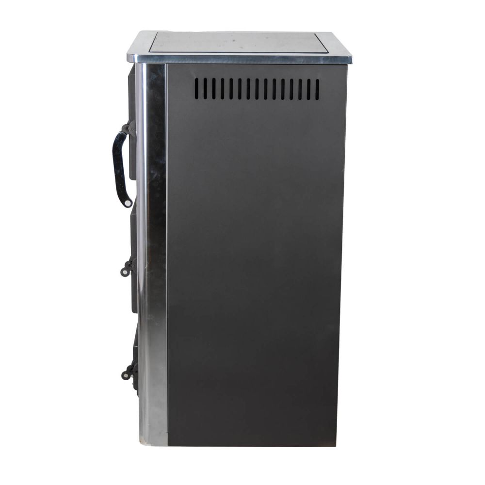 EEK A Kaminofen mit Backfach und Herdplatte mit Glaskeramik ABC Concept 2 Air Mini Mehrfachbelegung Holzofen 10 kW Kamin Ofen Holz Werkstattofen Schwedenofen Hüttenofen Heizofen Holzofen