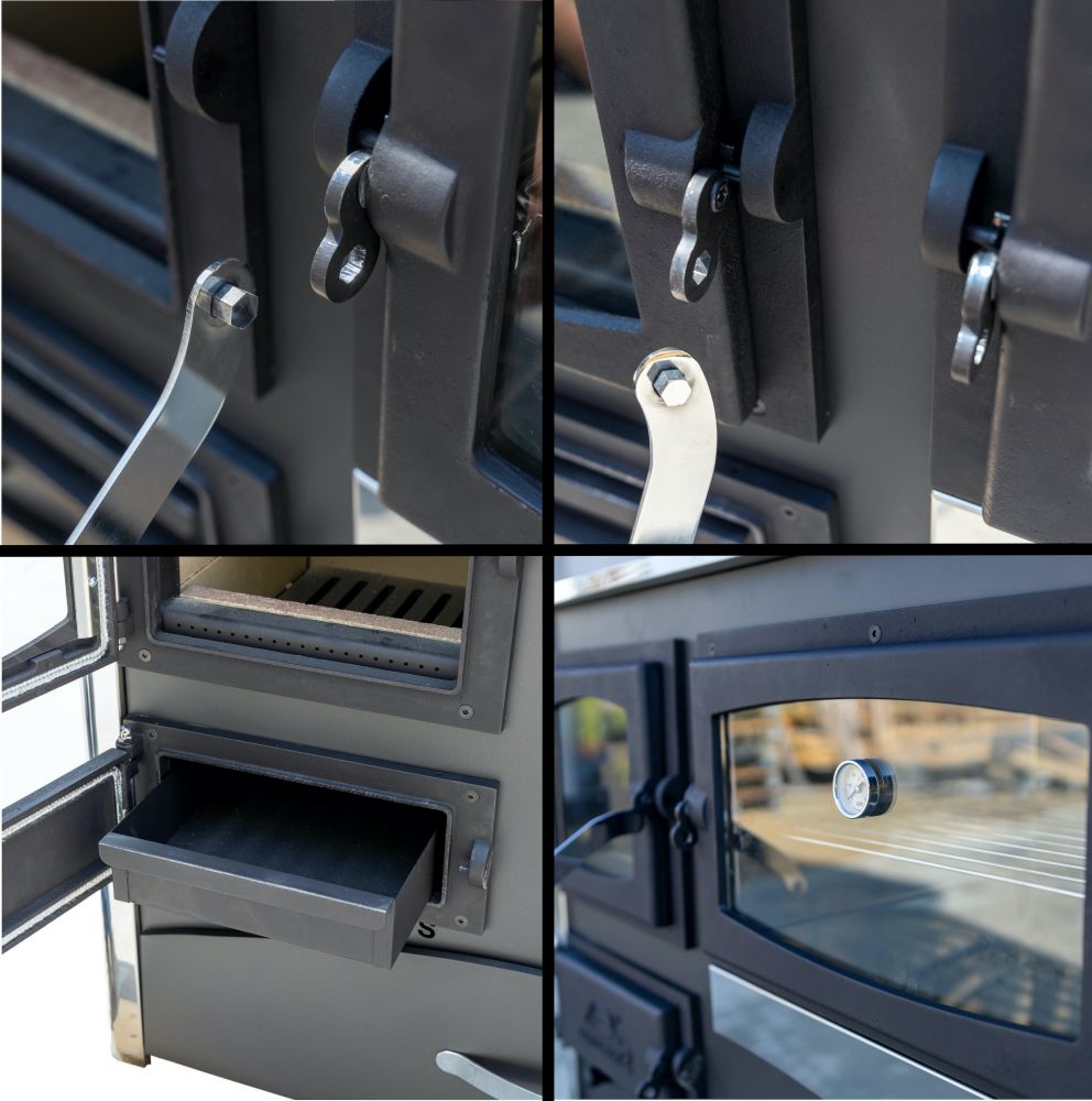 EEK A Kaminofen mit Backfach und Herdplatte mit Glaskeramik ABC Concept 2 Air Rechts Mehrfachbelegung Holzofen 11,6 kW Kamin Ofen Holz Werkstattofen Schwedenofen Hüttenofen Heizofen Holzofen