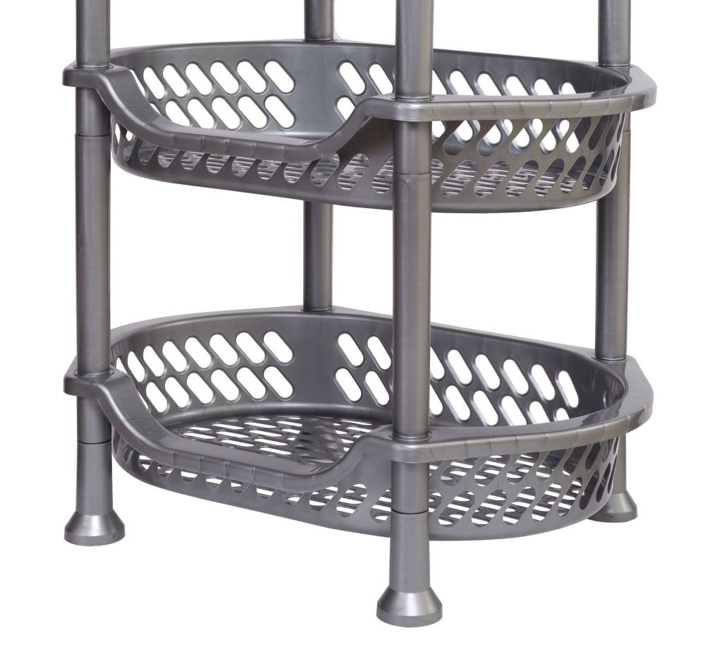 DanDiBo Küchenregal stapelbar Kunststoff Obstregal 93872 Küchenkorb Stapelkorb Gemüsekiste Gemüseregal Grau Stapelregal Stapelbox Küche