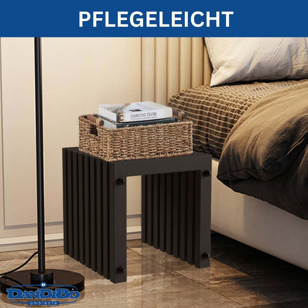 DanDiBo Slatted stool Stool Metal Black Square BASE Solid 32 cm Modern Side table Slats