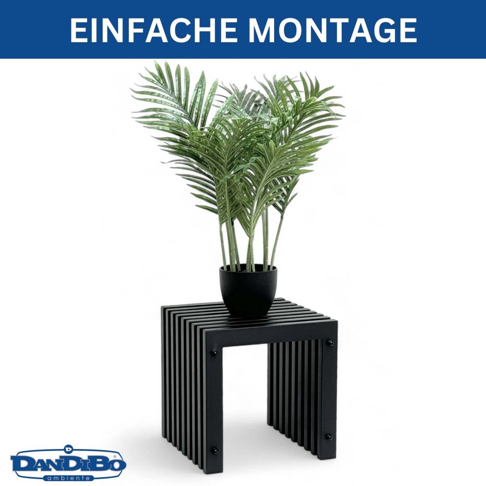 DanDiBo Slatted stool Stool Metal Black Square BASE Solid 32 cm Modern Side table Slats