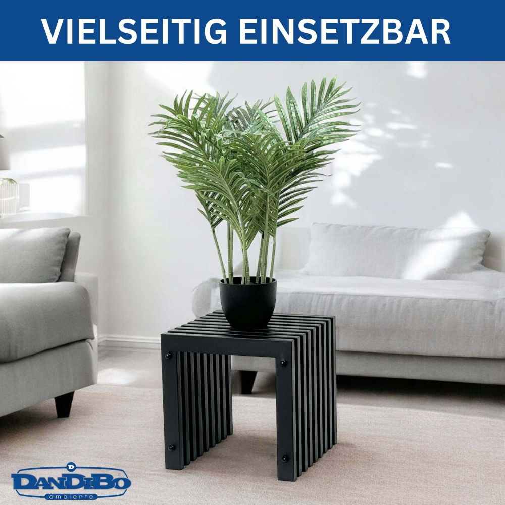DanDiBo Slatted stool Stool Metal Black Square BASE Solid 32 cm Modern Side table Slats
