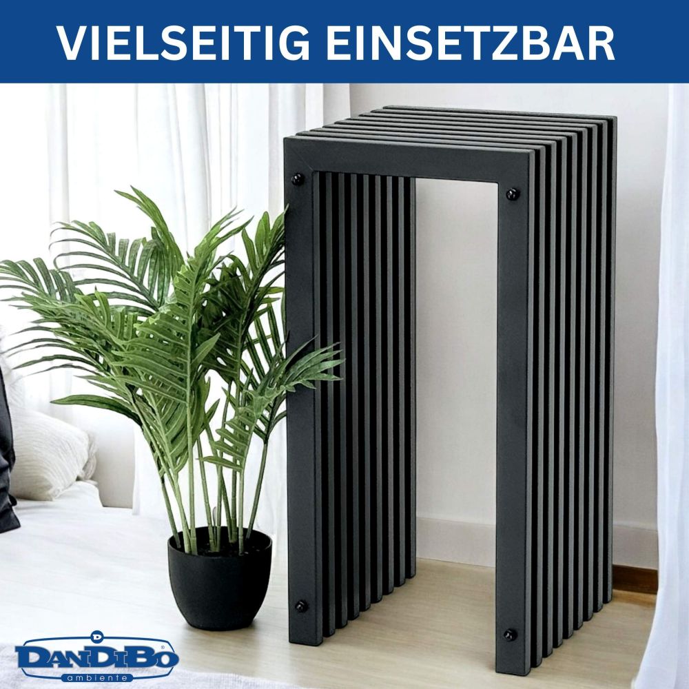 DanDiBo Slatted stool Stool Metal Black Square BASE Solid 65 cm Modern Side table Slats
