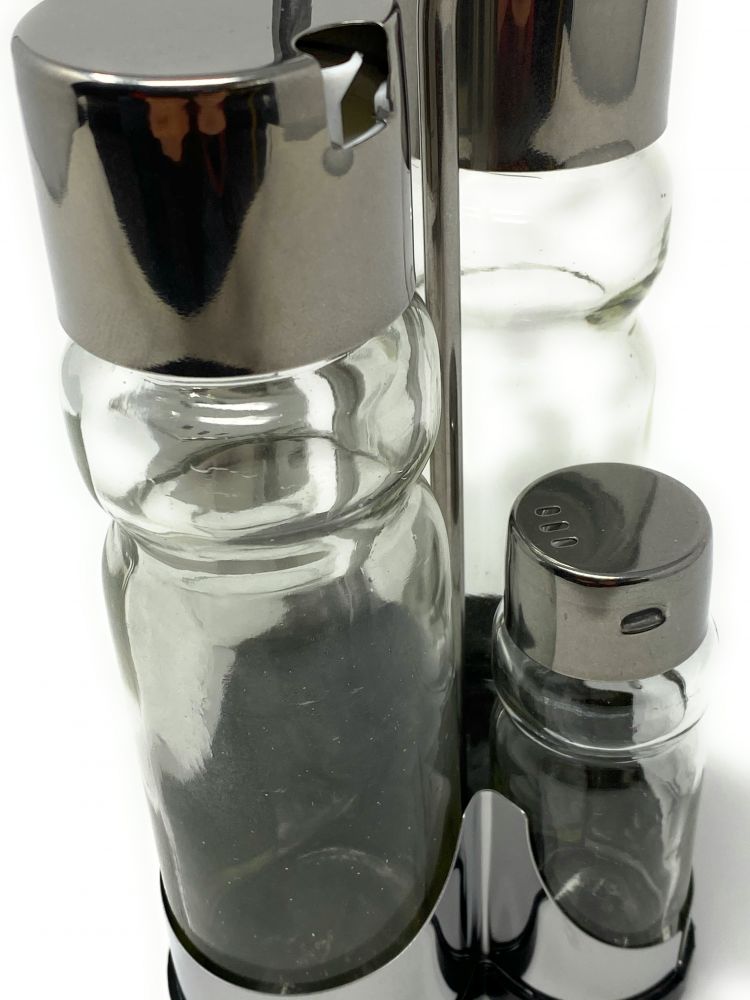 Vinegar and oil dispenser glass salt pepper set stainless steel 210 silver glass oil dispenser