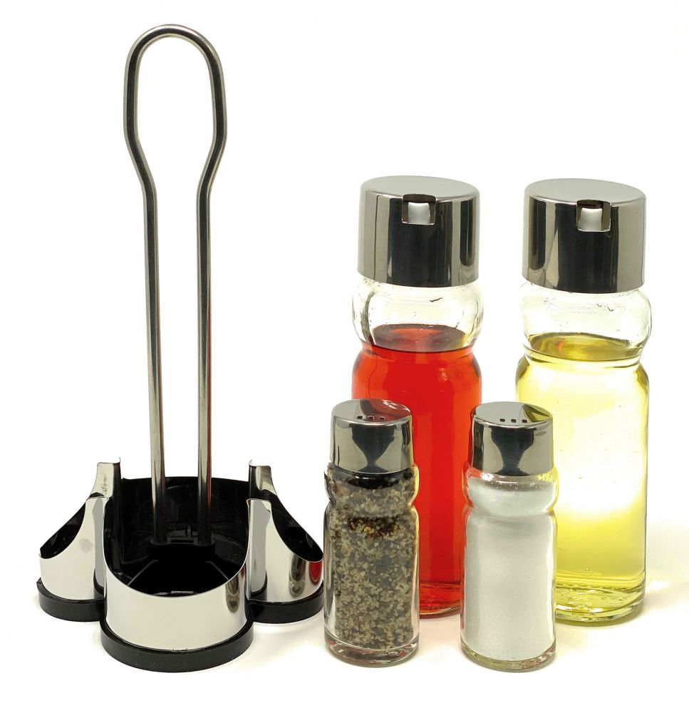 Vinegar and oil dispenser glass salt pepper set stainless steel 210 silver glass oil dispenser
