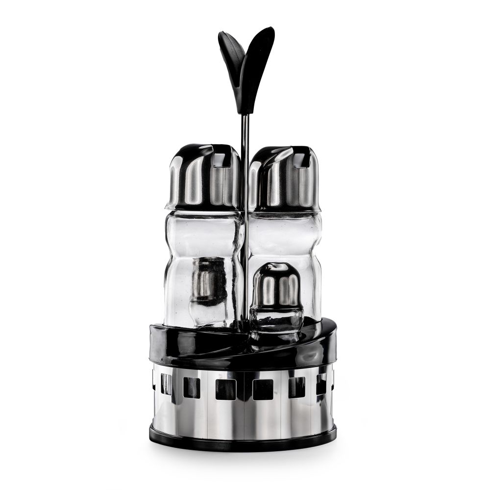 Vinegar and oil dispenser glass salt pepper set stainless steel 209 silver glass oil dispenser