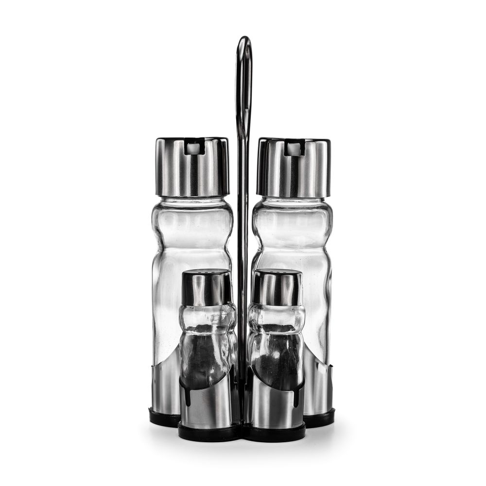 Vinegar and oil dispenser glass salt pepper toothpick set stainless steel 250 silver glass oil dispenser