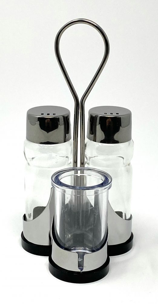 Menage Salz und Pfeffer Streuer Set Zahnstocher 230 Salzstreuer Pfeffestreuer Klein Edelstahl Glas