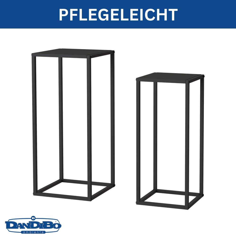 DanDiBo Pflanzenständer Metall Schwarz Eckig 2er Set 96574 Beistelltisch Blumenhocker Blumenständer Blumensäule Design Modern Pflanzenhocker