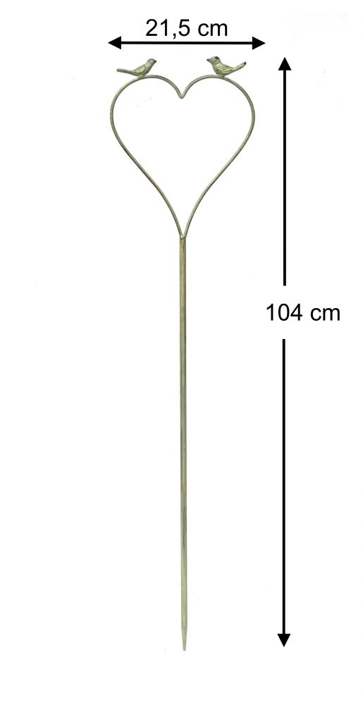DanDiBo Rankhilfe Herz Grün mit Vögel 96018 Kletterhilfe aus Metall 104 cm Bodenstecker Stecker Rankgitter