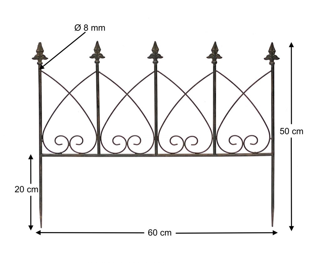 DanDiBo Rankhilfe Metall Blumengitter 60 cm Freistehend Rankgitter 96015 Steckzaun Kletterhilfe Stab Rost Imitat