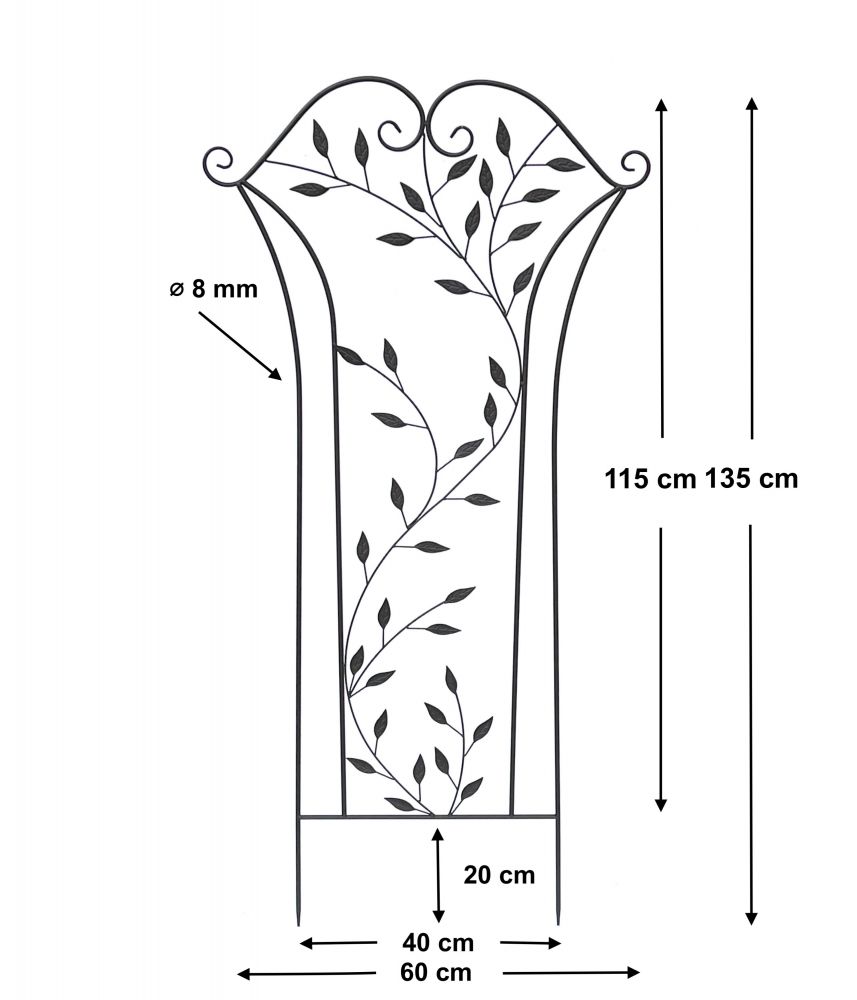 DanDiBo Rankhilfe Metall Rankgitter 135 cm Braun Rankstab Kletterhilfe Bodenstecker 100974 Blumenhalter Ranksäule