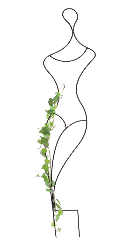 DanDiBo Design Rankhilfe Metall Rankgitter 140 cm Schwarz Frau Gracia Kletterhilfe Bodenstecker Blumenhalter Ranksäule