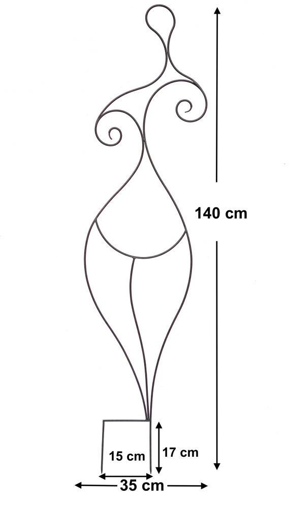 DanDiBo Design Rankhilfe Metall Rankgitter 140 cm Schwarz Frau Lora Kletterhilfe Bodenstecker Blumenhalter Ranksäule