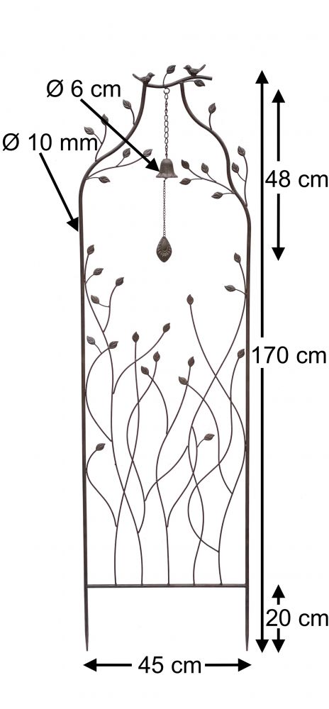 DanDiBo Rankhilfe Metall mit Glocke Rankgitter 170 cm 93994 Kletterhilfe Bodenstecker Blumenhalter Ranksäule
