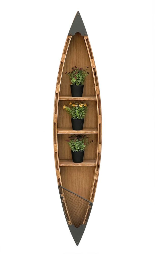 DanDiBo Shelf Boat Wall shelf 120 cm in boat shape made of wood Antique MR83 Maritime boat shelf Bathroom shelf Bathroom cabinet Brown for the wall