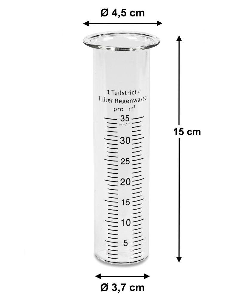 DanDiBo rain gauge glass 15 cm [up to 35 mm/m?] 556660 - Replacement glass for rain gauge weather frog, owl, hare, snail, tortoise, grasshopper, bird