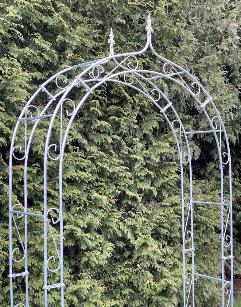 DanDiBo Rosenbogen Metall Verzinkt Breite 140 cm mit Spitze Rundbogen Feuerverzinkt Wetterfest Massiv Volleisen Rankhilfe