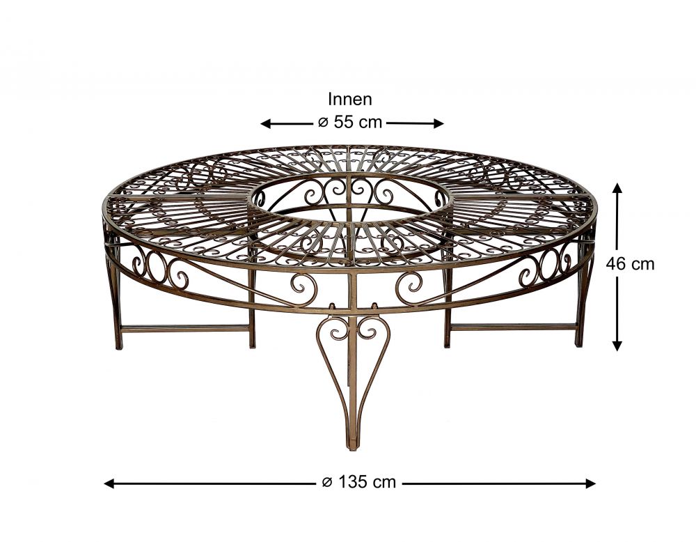 DanDiBo Rundbank Metall wetterfest Braun Ø 135 cm Baumbank 96188 Gartenbank Parkbank Sitzbank