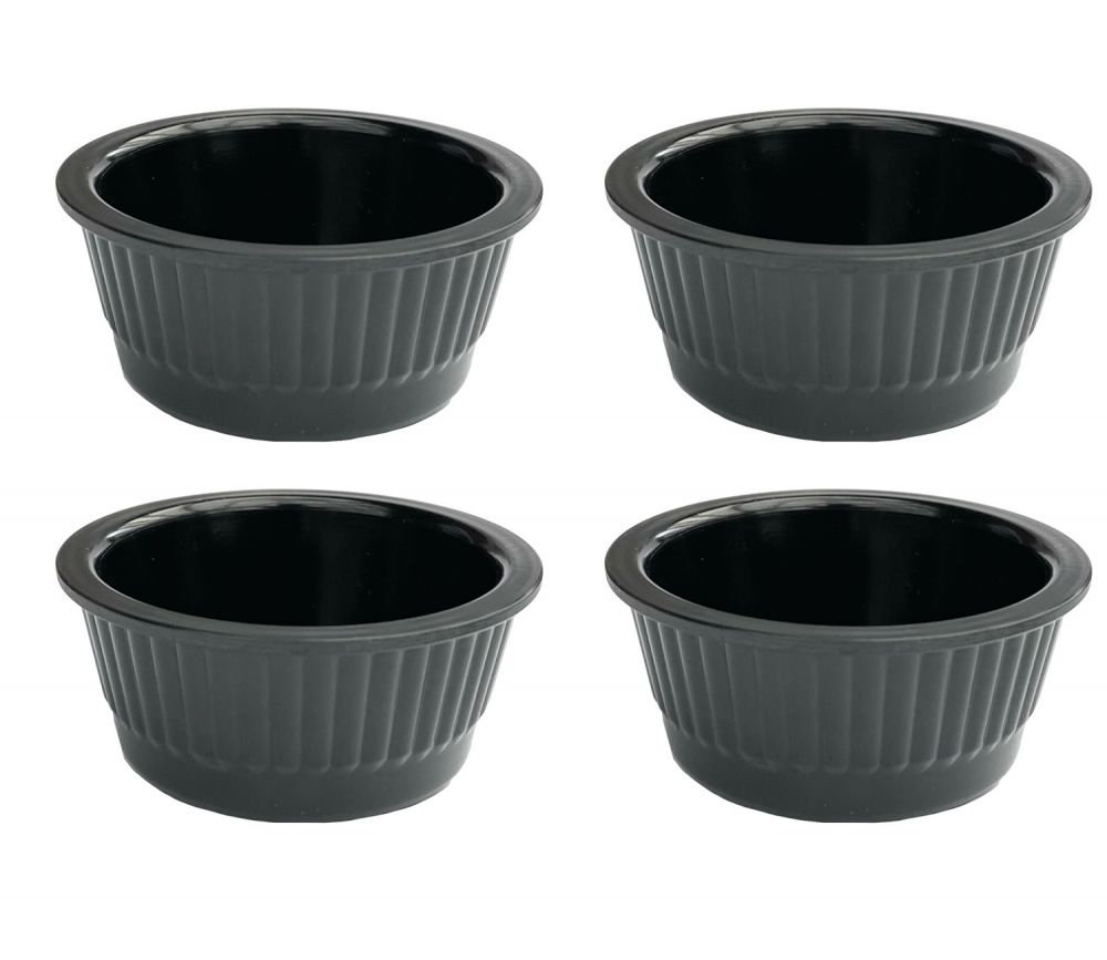 4x Sauce Bowls Set Snack Bowls Black Dip Bowl Round Melamine Bowls 751