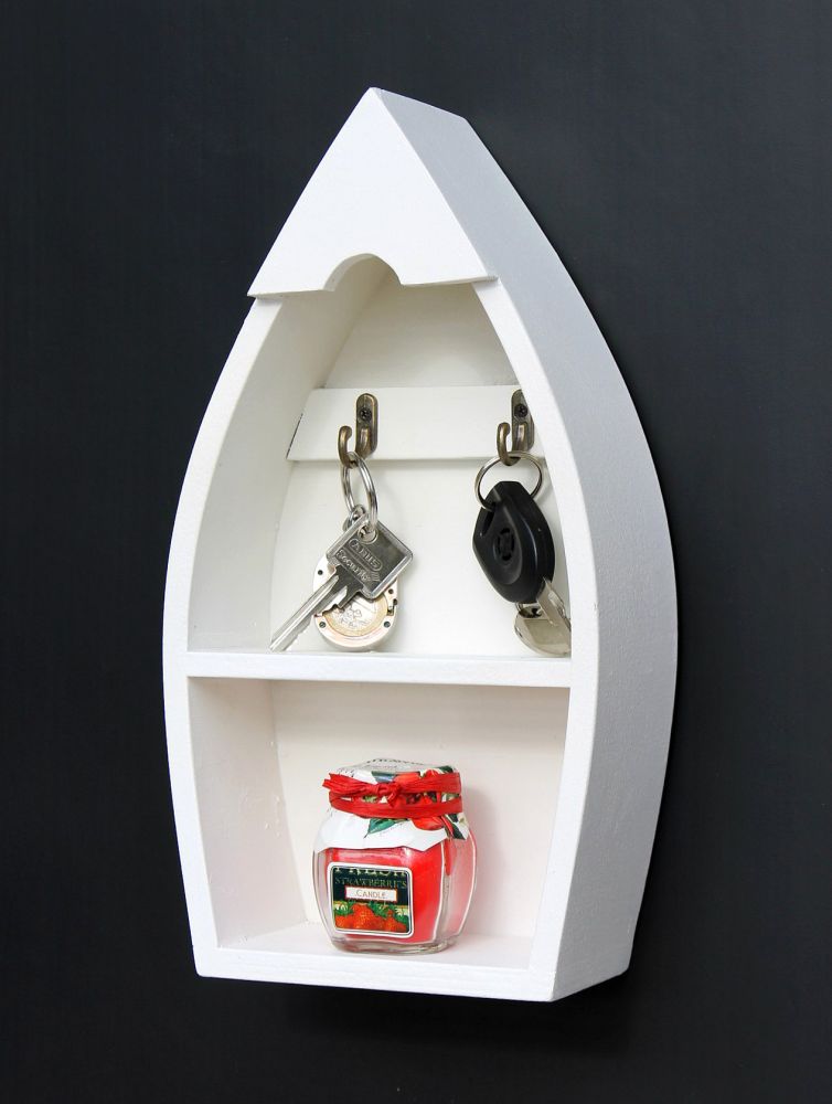 Schlüsselboard mit Ablage Boot 93541-S Schlüsselhaken Wandregal 30 cm Schlüsselleiste Schlüsselkasten