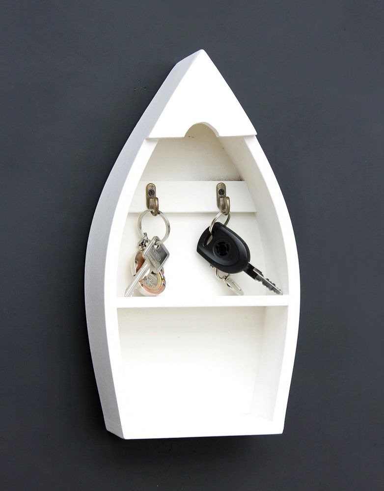 Schlüsselboard mit Ablage Boot 93541-S Schlüsselhaken Wandregal 30 cm Schlüsselleiste Schlüsselkasten