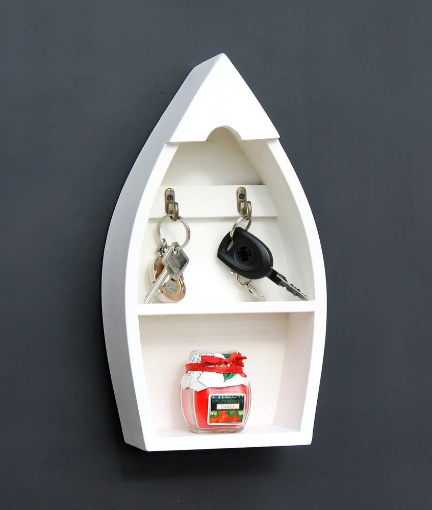 Schlüsselboard mit Ablage Boot 93541-S Schlüsselhaken Wandregal 30 cm Schlüsselleiste Schlüsselkasten