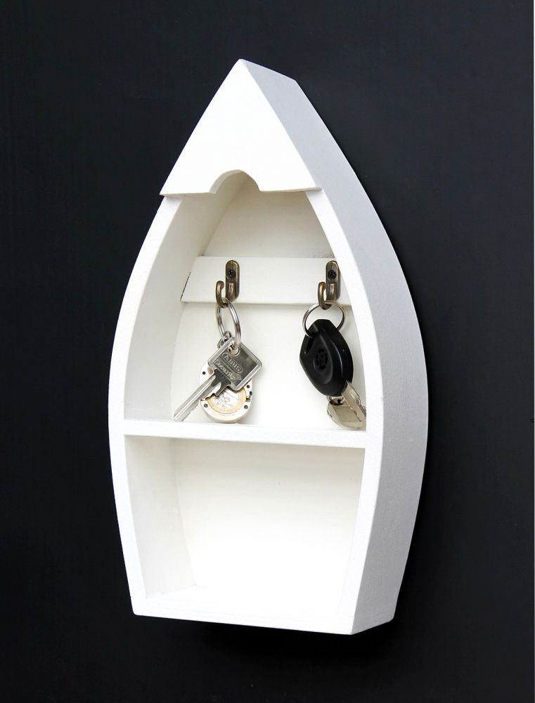 Schlüsselboard mit Ablage Boot 93541-S Schlüsselhaken Wandregal 30 cm Schlüsselleiste Schlüsselkasten