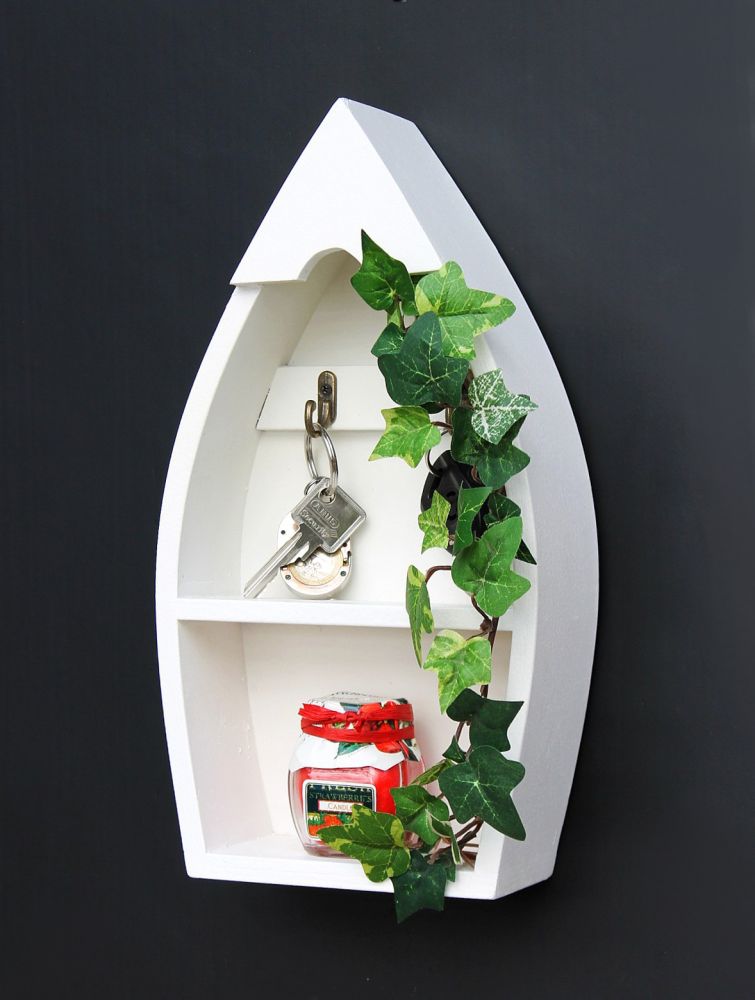 Schlüsselboard mit Ablage Boot 93541-S Schlüsselhaken Wandregal 30 cm Schlüsselleiste Schlüsselkasten