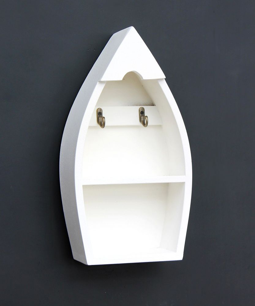 Schlüsselboard mit Ablage Boot 93541-S Schlüsselhaken Wandregal 30 cm Schlüsselleiste Schlüsselkasten