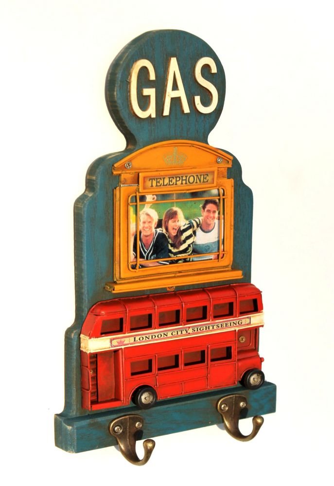 Key hook 22608 Blue 33 cm Key strip with picture frame Wall hook