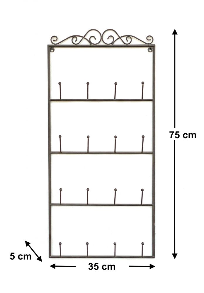 DanDiBo key holder wall metal hook rack with 16 hooks Brown 75 cm 562399 Key rack Key rack Wall organiser