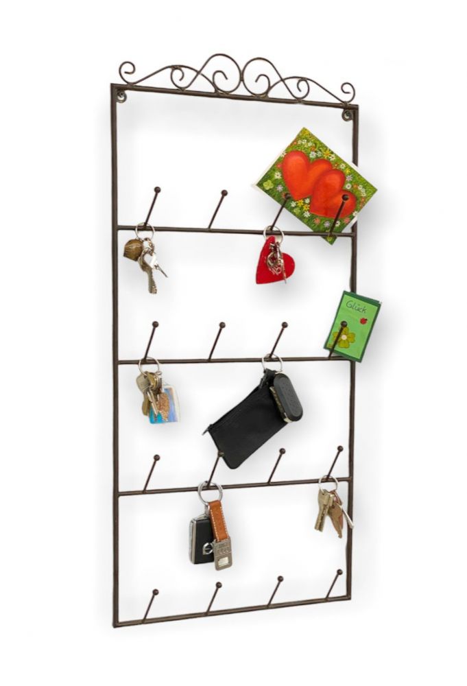 DanDiBo key holder wall metal hook rack with 16 hooks Brown 75 cm 562399 Key rack Key rack Wall organiser