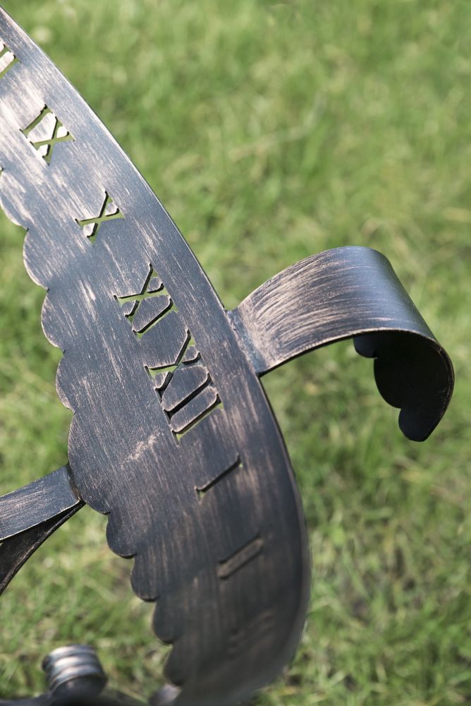 Wrought iron sundial Phoenix Weatherproof 65 cm garden clock metal Phoenix clock